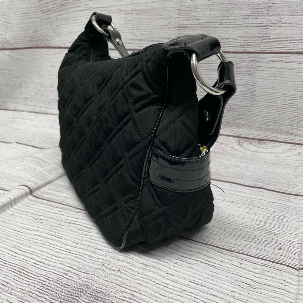 Vera Bradley Black Quilted Microfiber Shoulder Bag with Patented Leather Strap - Picture 10 of 14